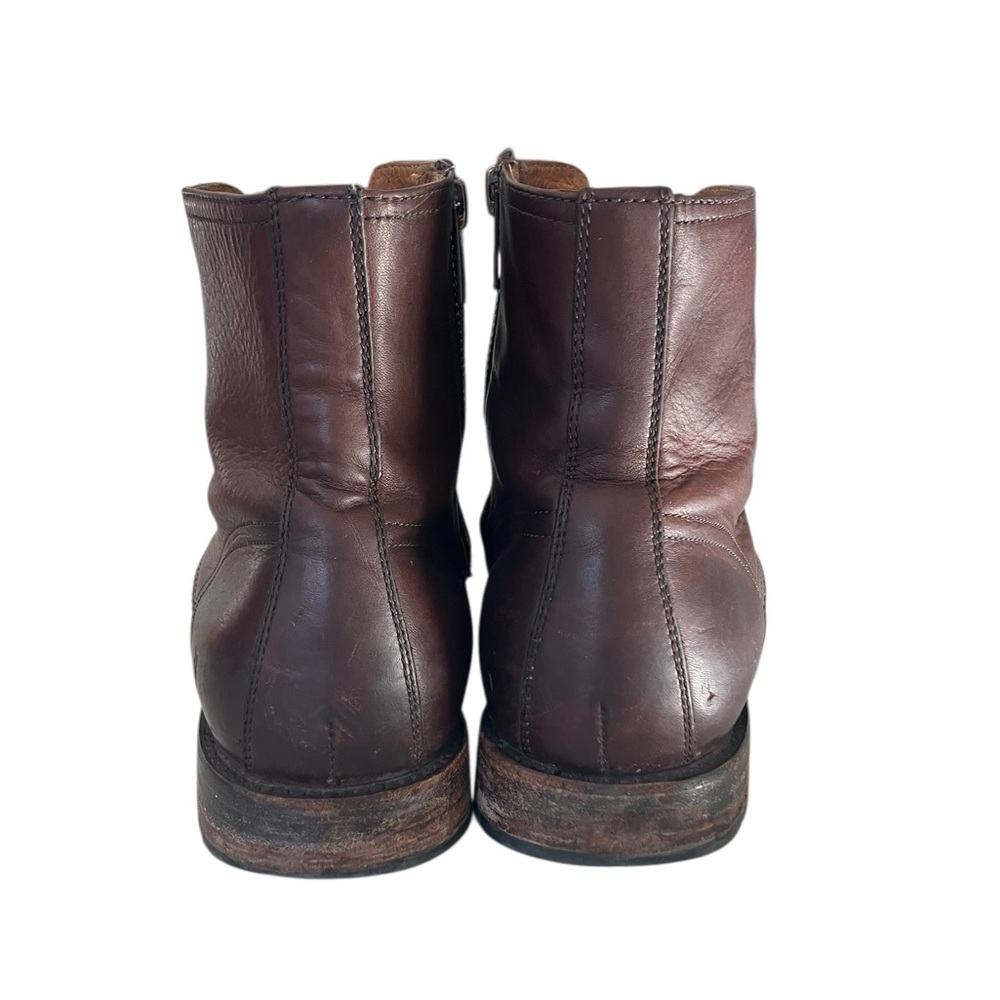 Frye Men's Bowery Lace-Up Side-Zip Boots - Size 9.5 - Brown Antiqued Leather - Picture 8 of 16